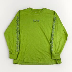 Y2K Polar Skate Co Long Sleeve T Shirt Men Sz M Green/Purple Graphic Spell Out *